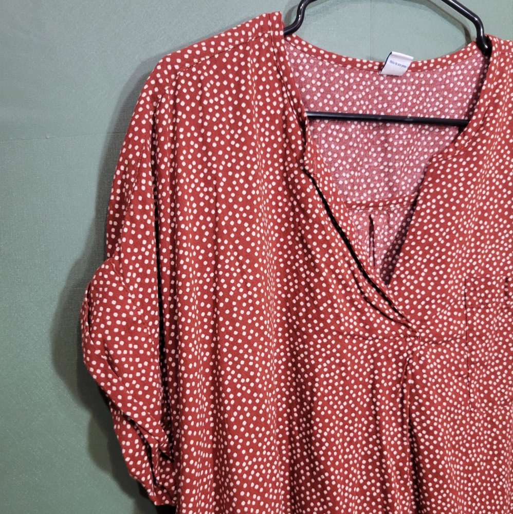 Size L Old Navy Red Spotted Short Sleeve Tunic - Picture 3 of 5